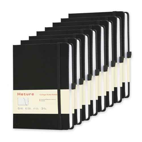 8 Pack Lined Journal Notebooks,A5 Hardcover Notebooks, 5.5 x 8.3 inch, 100GSM, 160 Pages, Classic College Ruled Notebooks for Writing/Work/Travel/College (Black)