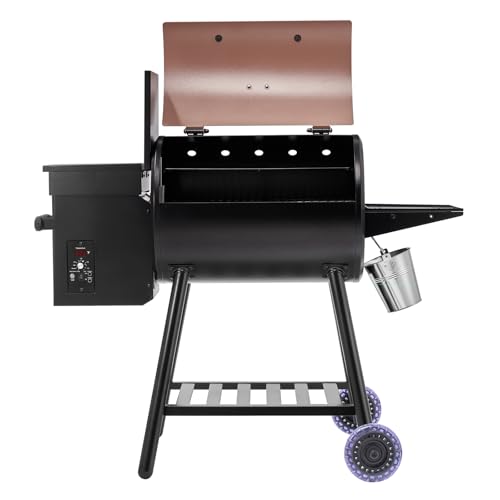 VEVOR Wood Pellet Grill Smoker, 8 in 1 BBQ Grills for Outdoor Cooking, 456 Square Inches Cook Area Electric Grill and Smoker, with Digital Controller, Meat Probe, 500°F Max Temperature, Black