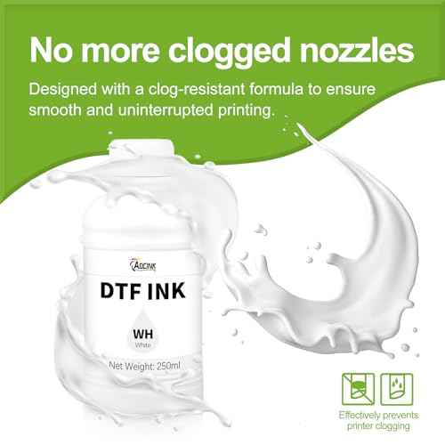 DTF Ink White 1000ml, Premium White DTF Printer Ink, DTF Ink Refill for ET-8550 XP15000 L1800, R1390 R2400, DTF Transfer Ink for PET Film (1000ml)