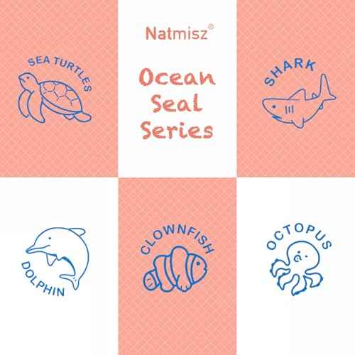 Marine Animal Self Inking Stamp Set - Exclusive Custom Design - Perfect for Daily Planner, Journaling Notebooks, Scuba Diving Log, Travel Hiking Camping Journal (5-Design Stamp Assortment)