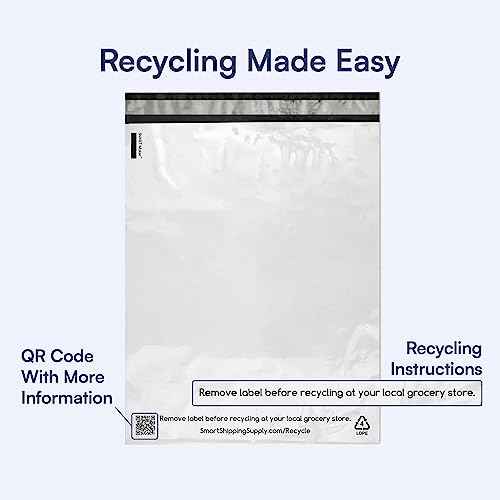 200 Count, 10x13 inch 100% Recycled Poly Mailers Eco Friendly Packaging Envelopes Supplies Mailing Bags 2.5 Mil Thick - SMART Mailer
