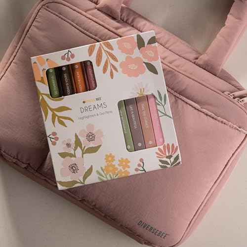 DIVERSEBEE Aesthetic Highlighters and Gel Pens, Earthy Bible Highlighters No Bleed, 8 Pack Assorted Colors Cute Journaling Pens, Bible Study Supplies (Dreams)