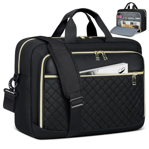 NEWHEY Laptop Bag 17.3 Inch Laptop Briefcase for Women Men Waterproof Shoulder Messenger Bag Large Computer Bag for Business Office Work College, Black