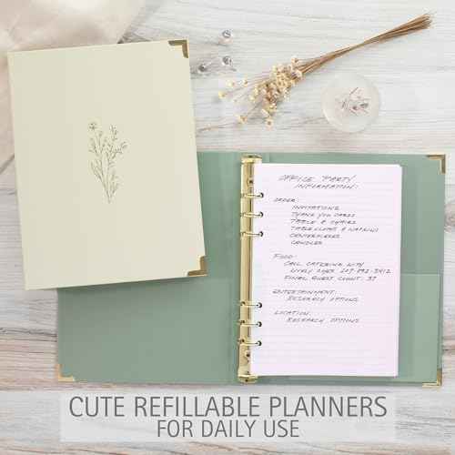 Aesthetic 6 Ring A5 Binder Set of 2 - The Perfect Small 0.75 Inch Planner Binder for Journaling or Collections - Refillable Notebook Holder with Pocket