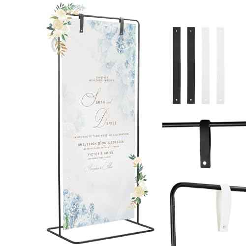 Gugxiom Wedding Sign Holder, 68" x50" x30" Adjustable Wedding Welcome Sign Stand, Welcome to Our Wedding Sign Holder, Heavy Duty Easel Stand for Sign for Wedding, Birthday, Anniversary