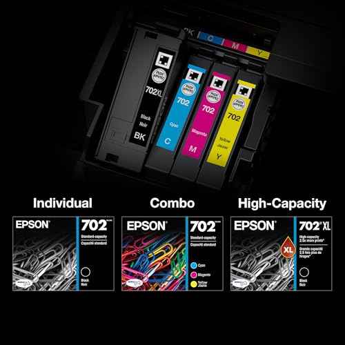 EPSON 702 DURABrite Ultra Ink High Capacity Black Cartridge (T702XL120-S) Works with WorkForce Pro WF-3720, WF-3730, WF-3733