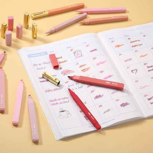 Mr. Pen- Aesthetic Highlighters and Pens, 12 Pack, Shades of Pink, No Bleed Bible Highlighters and Pens, Black Ink