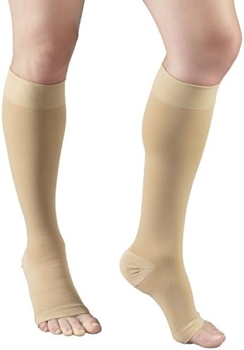 Truform Short Length 30-40 mmHg Compression Stockings for Men and Women, Reduced Length, Open Toe, Beige, X-Large