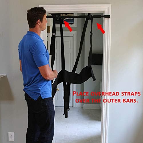 Sit and Decompress Back Stretcher 3 Minutes A Day Low Back Traction Therapy Spinal Decompression Inversion Table Alternative Safe for All Back Conditions (Medium Harness with Bar)