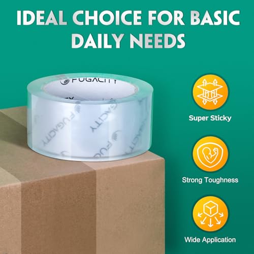 FugaCity Clearer Packing Tape Refills (36 Rolls),Heavy Duty Packaging Tape for Moving Sealing, Moving Supplies Shipping Tape,2.7 Mil Thick, 1.88 in Wide,65 Yards Per Roll,Total 2340 Yards