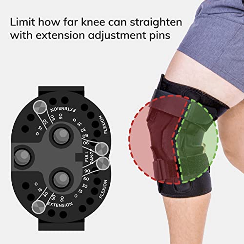 BraceAbility Torn Meniscus ROM Knee Brace - Hinged Post Surgery Support with Flexion Extension Control for Hyperextension and Locking Treatment, Ligament PCL or ACL Tears, Osteoarthritis Relief (L)