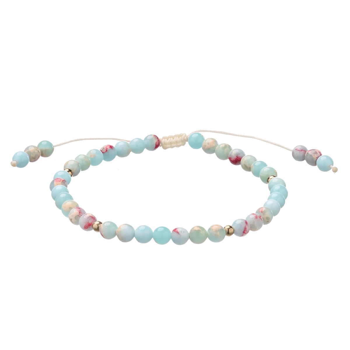 Softones 6mm Natural Stone Anklet for Women Gemstone Ankle Bracelets for Women Healing Energy Crystal Anklets Adjustable(8.5-10 Inches)