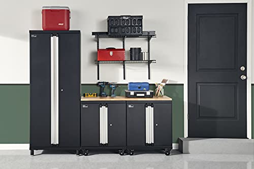 ClosetMaid ProGarage Tall Cabinet with Two Doors, Lock and Adjustable Shelves, for Garage Storage, Heavy Duty Steel, Black