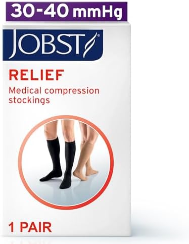 JOBST Relief 30-40 mmHg Compression Stockings, Knee High, Open Toe, Large, Beige