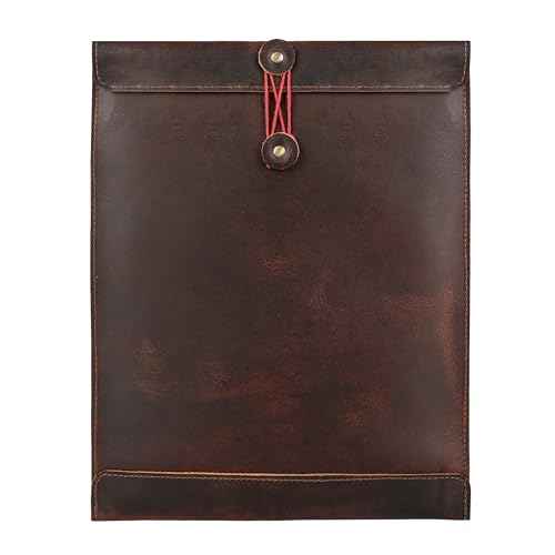 Leather Document Holder Mailing Envelope,Office & Work Resume Sales Portfolio Binder Folder-Interview/Legal Document Organizer Handmade (12.5 inches) (Bourbon Brown)
