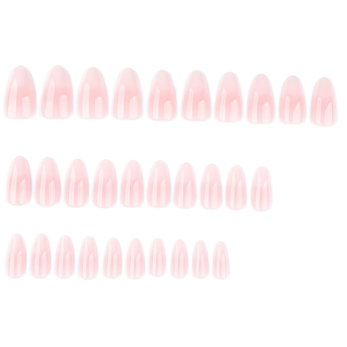 Ombre Press on Nails Almond Fake Nails Medium Length Nails Press ons with Design,Full Cover Glue on Nail Stick on Nails for Women Manicure,Glossy | Reusable | Nail Sticky Tabs | Easy Apply | 24Pcs
