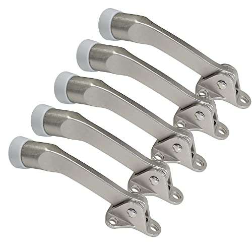 Boshen 20Pcs Kickdown Door Stopper Easy-Install Door Stop Holder Premium Rubber Foot Ajustable Height (Satin Nickel, 20 Pack)