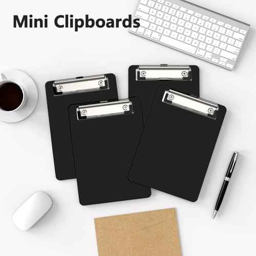Mini Clipboard 50 Pack, 5 x 7 Plastic Small Black Clip Boards with Low Profile Clip, Memo Size for Classroom, Teacher, Students, School & Office Supplies