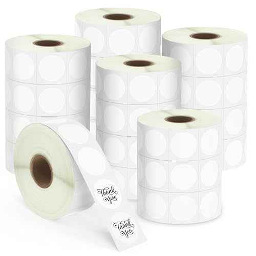 BETCKEY 1 Inch Circle Thermal Sticker Labels, Compatible with Zebra & More Label Printer, Perforated [20 Rolls, 27600 Round Labels]