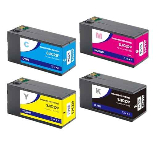 YOUEXPERT SJIC22P Ink Cartridges Replacement for C33S020577 C33S020581 C33S020582 C33S020583 Ink Cartridges Compatible for Colorworks TM-C3500 TMC3500 C3500 C3510 C3520 Printers (1B, 1C, 1M, 1Y)