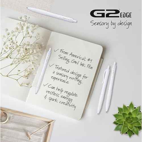PILOT G2 Premium Gel Roller Pens, Edge White Pen, Sensory Writing Experience, Fine Point 0.7 mm, 8ct Box - Ideal for School, Journaling & Office Writing