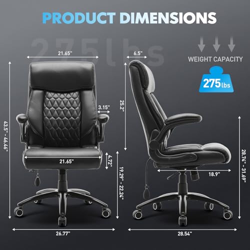 MALOL Heavy Duty High-Back Office Chair, Ergonomic Home Computer Chair with Lumbar Support & Tilt Lock, Big and Tall Executive Office Chairs for Work, Black