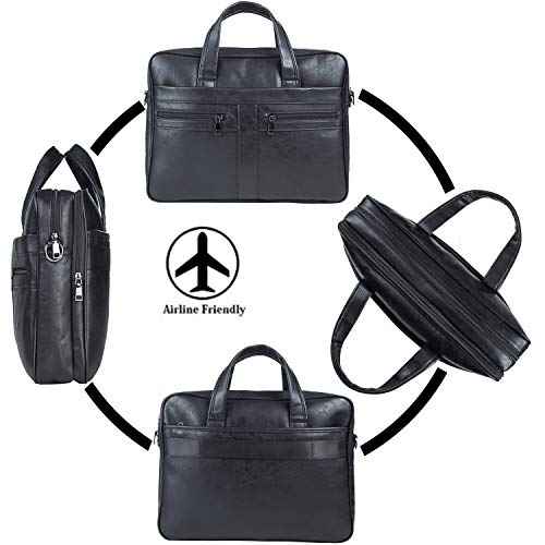 seyfocnia Men's Leather Messenger Bag, Laptop Briefcase Business Satchel Computer