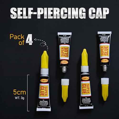 4 Pack Super Glue All Purpose, Fastest & Toughest Adhesive 3g Instant Repair Unbreakable Bond, Strong Superglue Liquid for Hard Plastic, Rubber, Metal, Leather, Ceramics, Wood, DIY Craft