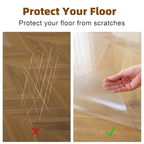 Royhom Clear Chair mat for Hardwood Floor 48 x 96 Inches, Clear Floor Mat for Rolling Chairs, Desk Hard Surface Pad, Waterproof Rectangle Protector Pad