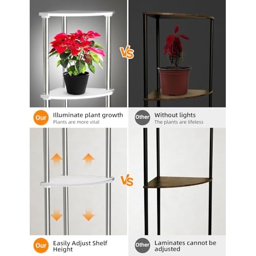 4 Tier Floor Lamp with Shelves, Modern Dimmable Standing Lamp with APP Control, Shelf Floor lamp with Music Sync, Corner Display Bookshelf Lamp for Living Room, White
