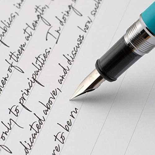 Platinum Fountain Pen PROCYON Turquoise Blue Medium Point PNS-5000#52-M With Kanji LOVE Sticker, 5.5 x 0.56 in