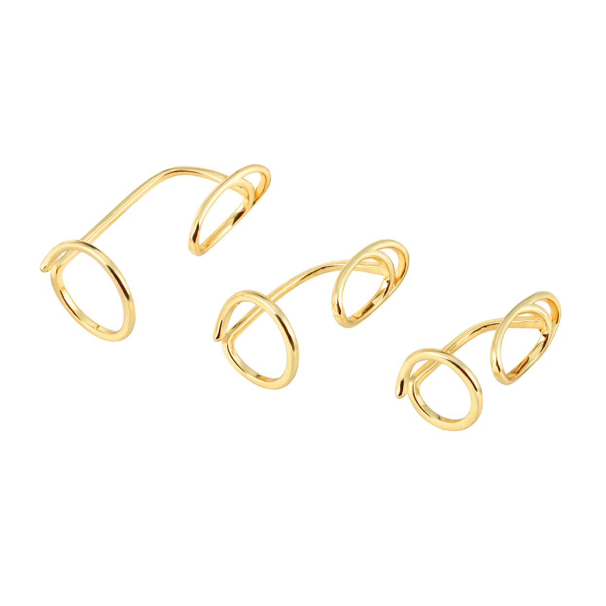 WOFASHPURET 3pcs Adjustable Open Finger Nail Unique Nail Decoration Jewelry for Stylish Manicure Metal Finger Accessories for Daily Wear and Festivals Gold