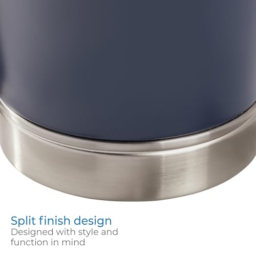 iDesign Small Round Bathroom Trash Can - Black/Chrome