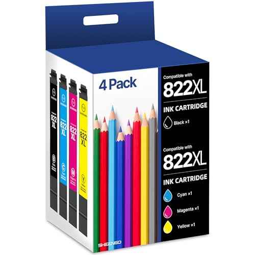 822XL Printer Ink Epson Remanufactured Replacement for Epson 822XL Ink Cartridges Combo Pack for Epson 822 822 XL T822 to use with Workforce Pro WF-3820 WF-4820 WF-4830 Printer£¨4 Pack£©