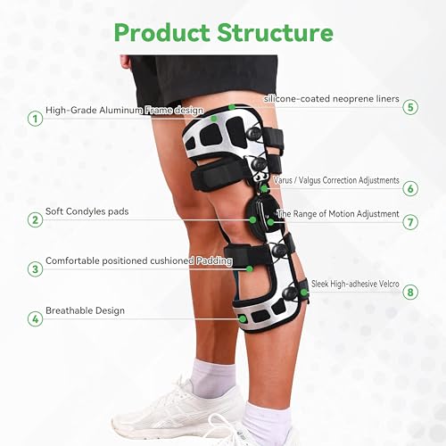 Orthomen OA Unloader Knee Brace, Double Upright Knee Brace for Mild to Severe Osteoarthritis, Bone-on-Bone Pain Relief with Adjustable Stabilizers & Medial-Lateral Stability (XL-LEFT)