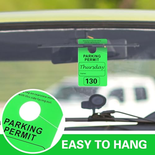 500 Pack Parking Permit Hang Tag Plastic Parking Placards Numbered 001-500 PVC Hang Tag 3 x 5 Inch for Car Rear View Mirror