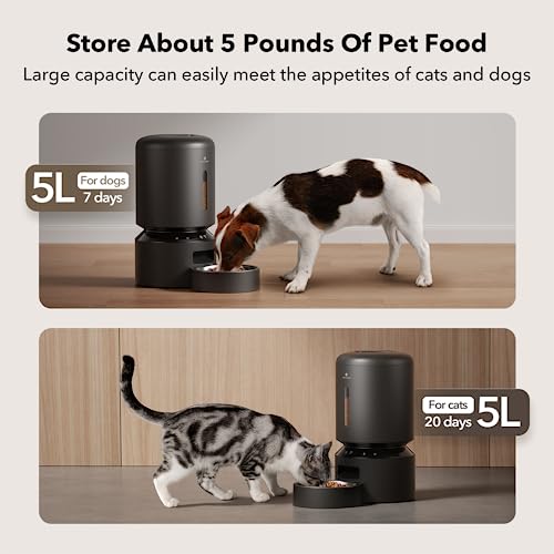 PETLIBRO Automatic Cat Feeder, 5G WiFi Automatic Dog Feeder with Freshness Preservation 5L + 6 Packs Pet Food Desiccant Bag Suitable Model PLAF001, PLAF101, PLAF005, PLAF006, PLAF103, PLAF203