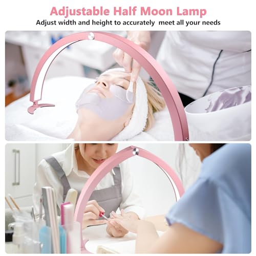 Half Moon Light for Nail Desk, 29in Foldable Half Moon Table Lamp Nail Desk Lamp with Wire Controller & Remote, Bright Arch Nail Light with 7 Cool/Warm Tones & 10 Brightness