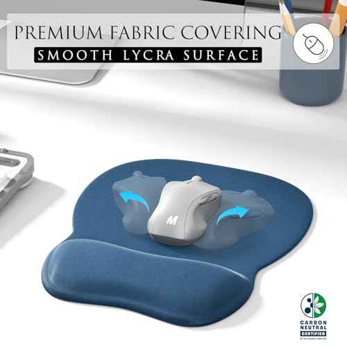 MROCO Ergonomic Mouse Pad with Gel Wrist Rest, Comfortable Mousepad with Smooth Wrist Support Surface and Non-Slip PU Base for Pain Relief, Computer, Laptop, Office & Home, 9.4 x 8.1 in, Navy Blue