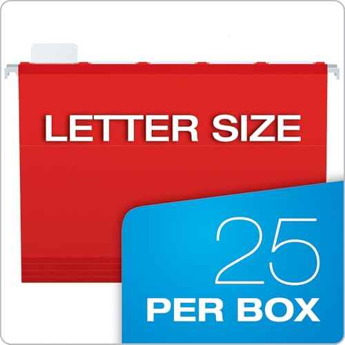 Pendaflex PFX42623 Ready-Tab Reinforced Hanging File Folders, Letter Size, Red, 5 Tab, 25/BX (42623)