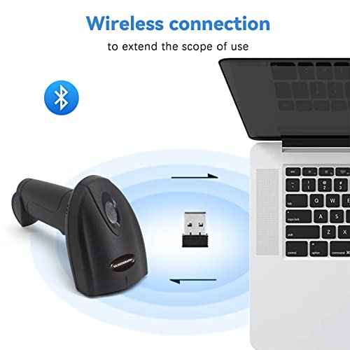 Bluetooth QR Code Scanner - Book Scanner for Personal Library Libib, 1D 2D Codes Scanners for Laptop Computer Mac iPhone Android, Wireless Bluetooth Bar Code Scanner (Without Stand)