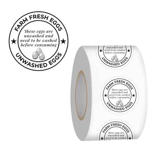 500 Pcs 2 inch Farm Fresh Eggs Carton Stickers Unwashed Eggs Labels for Self Adhesive Bulk Chicken Quail Egg Packaging Sign Decal