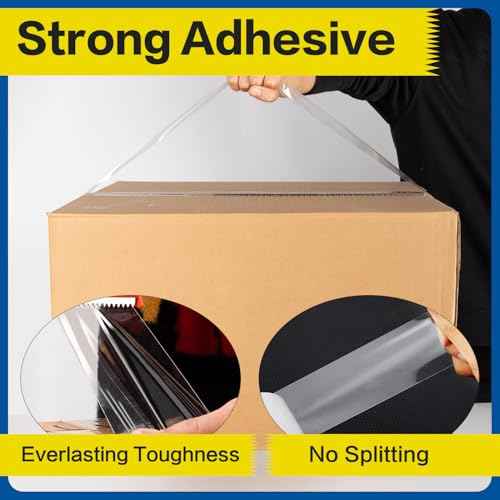 deli Heavy Duty Packing Tape 6 Rolls, Clear Packing Tape for Shipping Packaging Moving Sealing, 2.7mil Thick, 1.88 inches Wide, 65 Yards Per Roll, 390 Total Yards