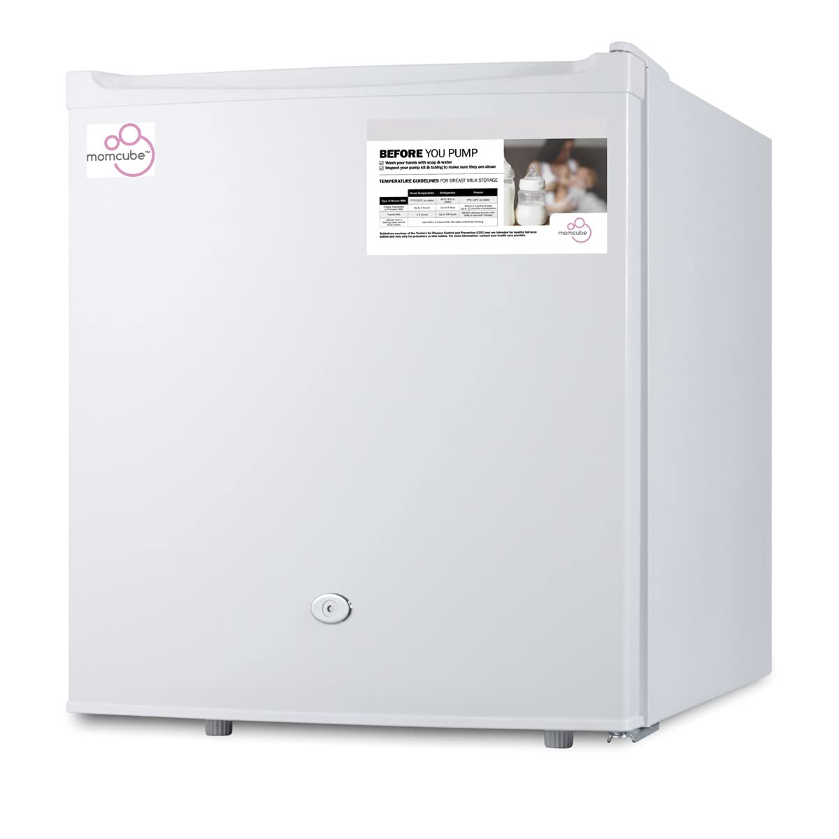 ACCUCOLD Momcube 19” Breast Milk Refrigerator, 1.7 cu.ft. Capacity, Compact Refrigerator, Medical Refrigerator, Lock, White - MC2
