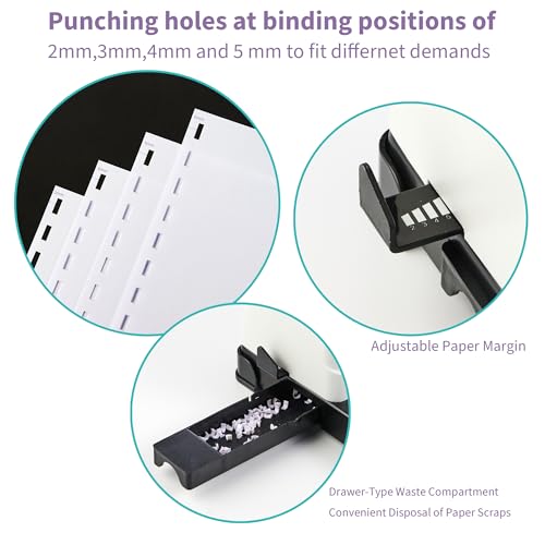 Binditek Binding Machine, 19-Hole, 450 Sheets, Comb Binder Machines with 100 PCS 1/2" Comb Spines, for Letter Size, A5 or Smaller Sizes