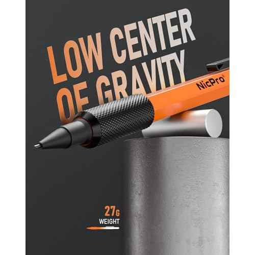 Nicpro 3 PCS 1.3 mm Orange Mechanical Pencils Set with 66 Lead Refill, 3 Eraser - Weatherproof Metal Barrel, Heavy Duty Carpenter Pencil MP2000 for Outdoor Marking Drafting Drawing Woodworking