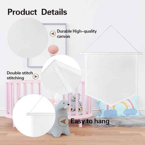 30pcs Blank Canvas Banners 10.82"x11.81",12oz Fabric Canvas Wall Hanging Art for DIY Kids Room Decor,Enamel Pin Wall Display Banners for Enamel Lapel Badge Collection,Birthday,Educational Play