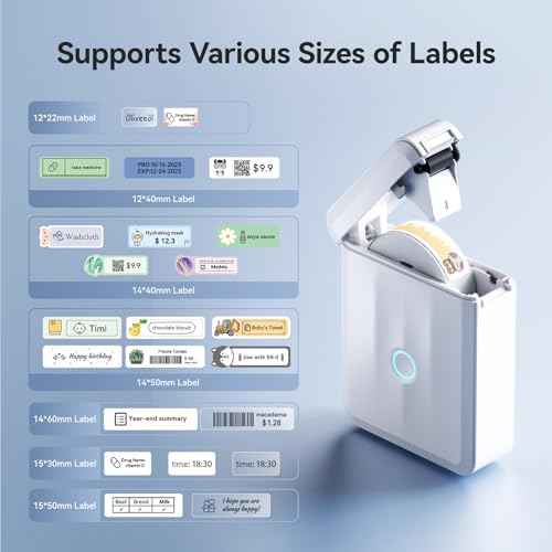 NIIMBOT D110 New Version Label Maker Machine with Tape, Handheld Bluetooth Label Printer, Mini Thermal Printer, Sticker Maker for Organizing Home Kitchen School,White