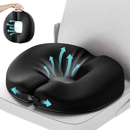 Benazcap Donut Pillow Seat Cushion for Tailbone Pain Relief, Strong Support Memory Foam Hemorrhoid Pillow by Ergonomic for Coccyx, Sciatica, Pregnancy, Postpartum