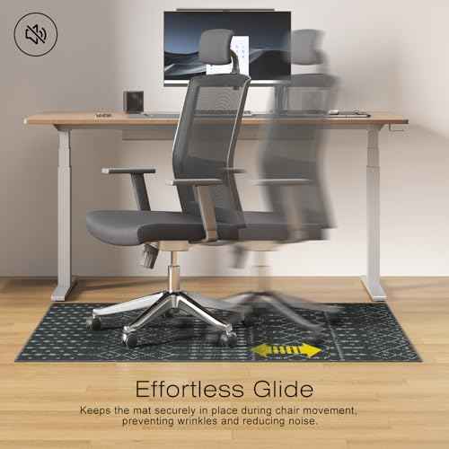 Office Chair Mat for Hardwood & Tile Floors, 60" x 48" Desk Chair Mat, Non-Slip Floor Protector for Rolling Chairs, Machine Washable Area Rug for Home Office, Black